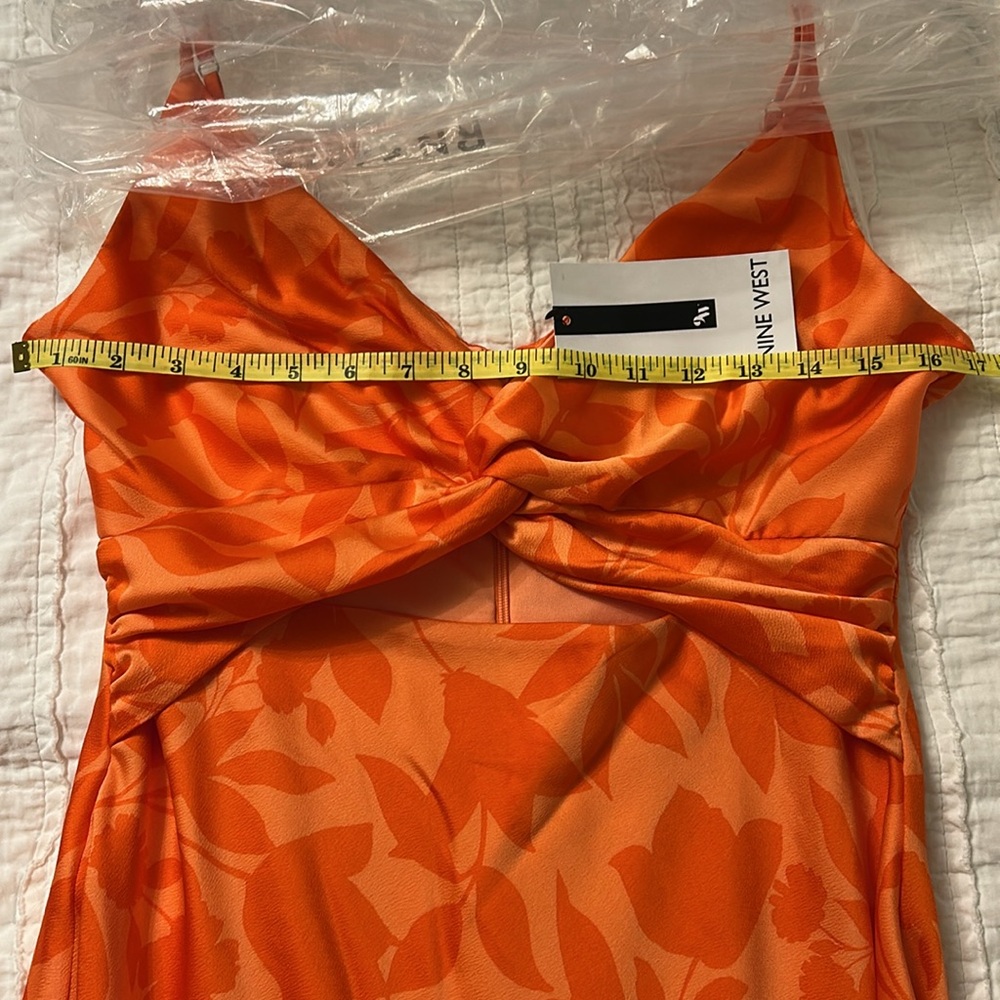 Nine West Tangerine Floral Midi dress, Medium NWT - Picture 8 of 8